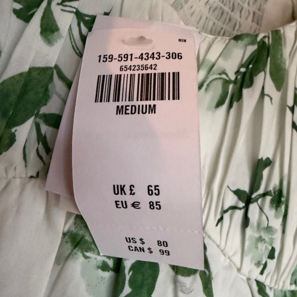 Abercrombie & Fitch Dress Floral Smocked Tiered Cottagecore Summer Medium NWT - Picture 8 of 8